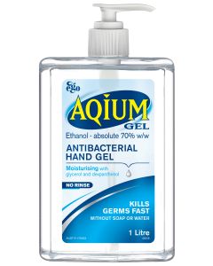 Antibacterial Hand Gel 1L Pump Aquim
