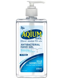 Antibacterial Hand Gel 375ml Pump Aquim