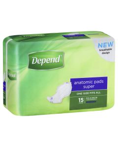 Depend Anatomic Pads Super 690mm Length and 2500ml Capacity One Size Fits All