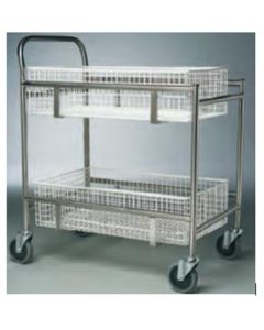 BASKET TROLLEY - WITH 2 REMOVABLE BASKETS NYLON COATED FRAME